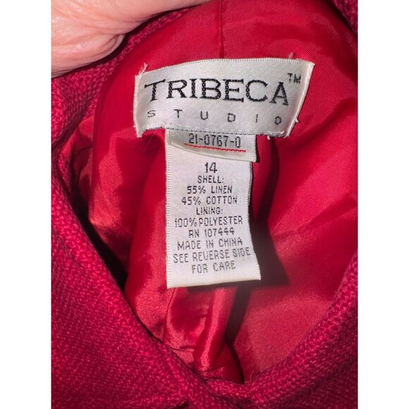 Tribeca Studio Red Blazer Jacket Sz 14 Linen Cotton Blend Sustainable Officewear - Picture 6 of 9